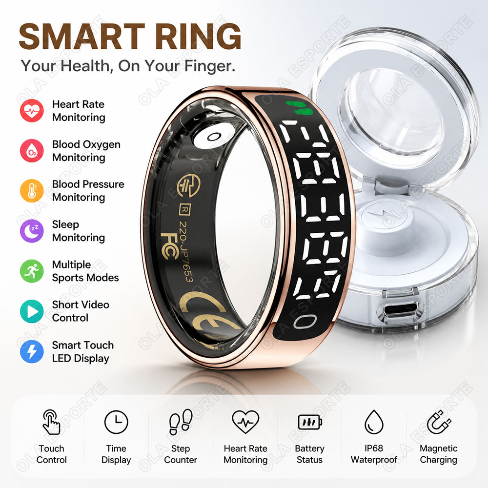 Blood Pressure Monitor - Cincin Pintar dengan Kotak Pengisi Daya,